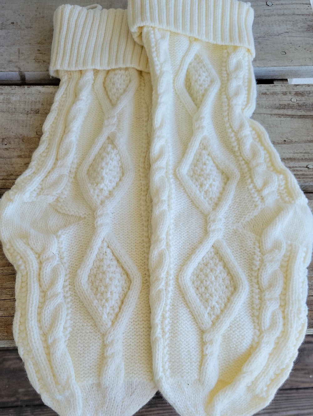 2 Christmas Cream Cable Knit Holiday Stockings (Pair)